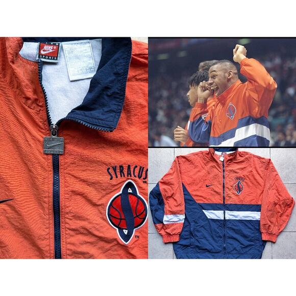 Syracuse Orange 1996 NIKE Team windbreaker jacket L navy NCAA basketball vintage - Picture 1 of 14